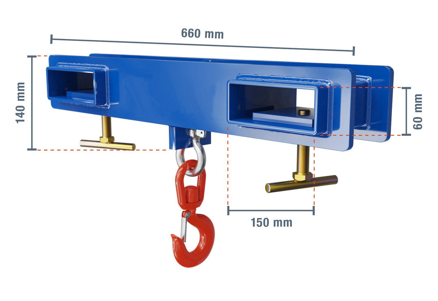 Gancio di carico inforcabile, per carrello elevatore a forche, portata 2.500 kg