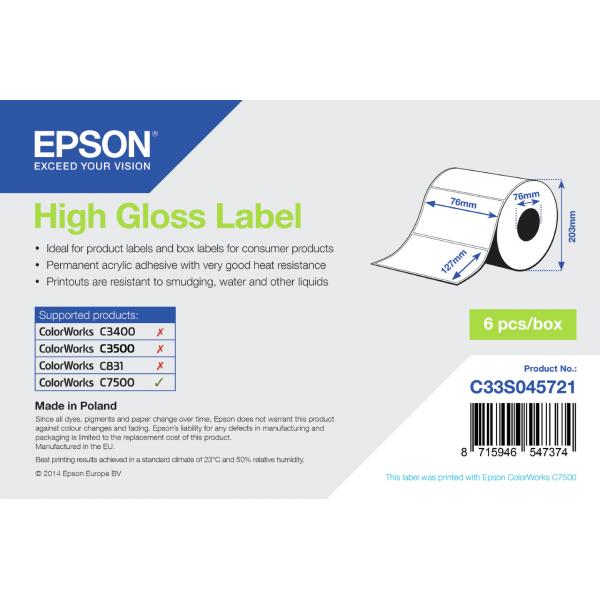 Epson High Gloss Label - Die-cut Roll: 76mm x 127mm, 960 labels