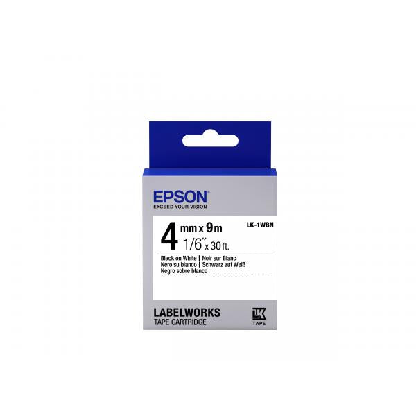 Epson Nastro fondo Standard Bianco per testo Nero 4/9 LK-1WBN