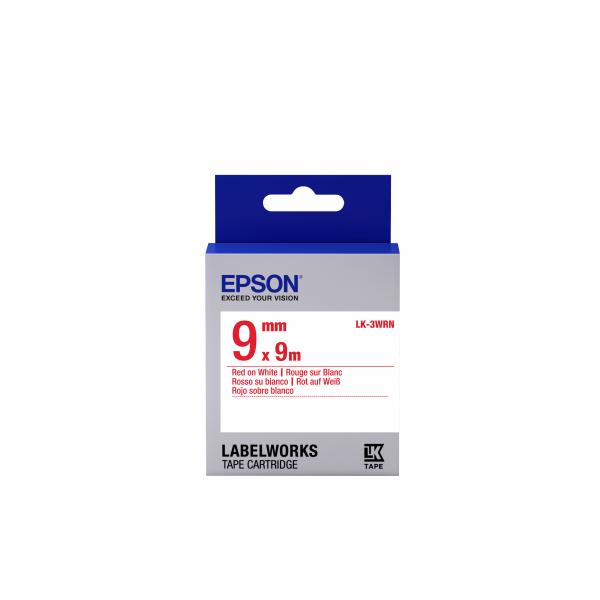 Epson Nastro fondo Standard Bianco per testo Rosso 9/9 LK-3WRN