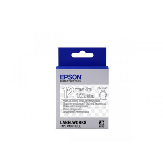 Epson Nastro fondo Trasparente per testo Bianco 12/9 LK-4TWN