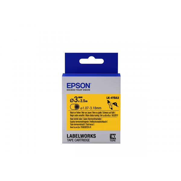 Epson Guaina Termorestringente Gialla per testo Nero, Heat Srink Tube D3mm/2,5 LK-4YBA3