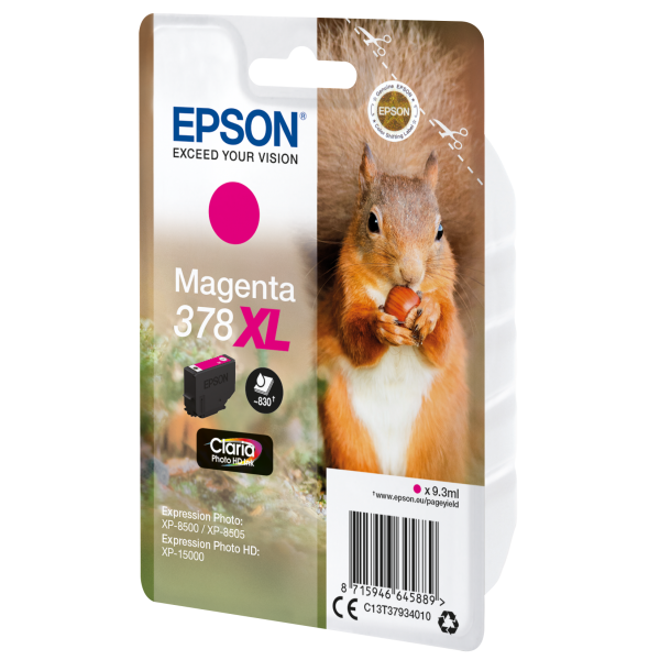 Epson Squirrel Singlepack Magenta 378XL Claria Photo HD Ink