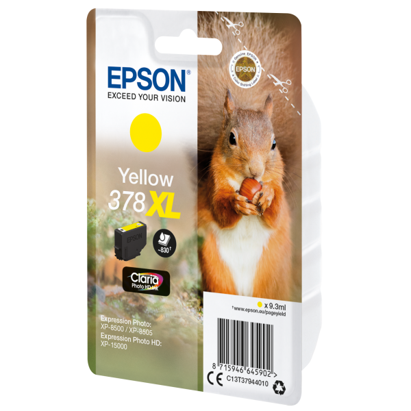 Epson Squirrel Singlepack Yellow 378XL Claria Photo HD Ink