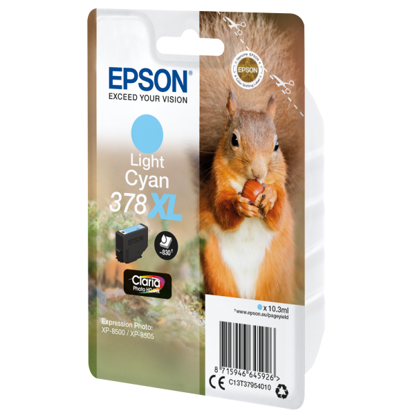 Epson Squirrel Singlepack Light Cyan 378XL Claria Photo HD Ink