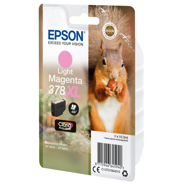 Epson Squirrel Singlepack Light Magenta 378XL Claria Photo HD Ink