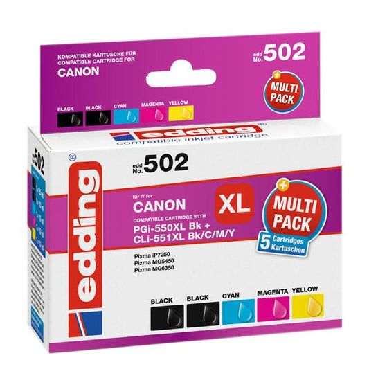 Edding EDD-502 cartuccia toner Compatible Black, Ciano, Magenta, Giallo Multipack