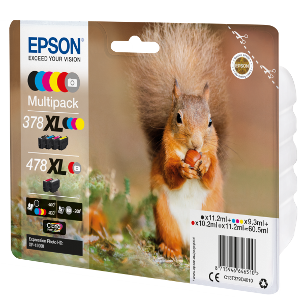 Epson Squirrel Multipack 6-colours 378XL / 478XL Claria Photo HD Ink