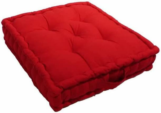 Cuscino da terra, grande formato, non sfoderabile con cotone 100% di colore rosso.