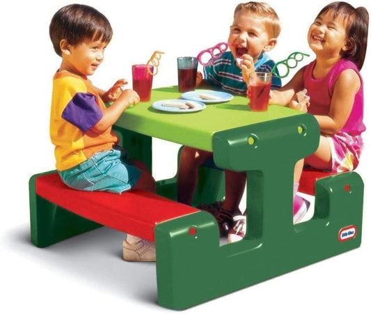 Little Tikes Tavolino da Picnic per Bambini - Fino a 4 Posti - Per Giocare, Fare i Compiti & Costruire - Evergreen