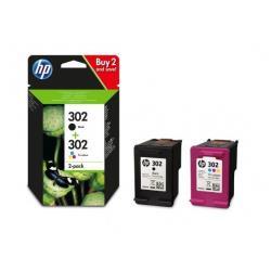 HP 302 - 2er-Pack - Schwarz, farbstoffbasiert dreifarbig - Original - Tintenpatrone - fÃ¼r Deskjet 11XX, 21XX, 36XX, Envy 45XX, Officejet 38XX, 46XX, 52XX